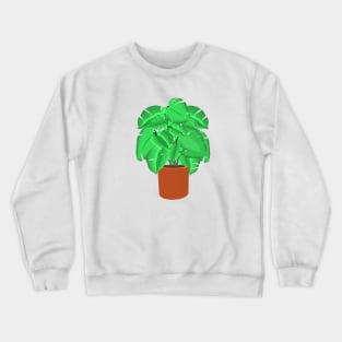 Voluminous Monstera Plant in Terracotta Clay Pot Crewneck Sweatshirt